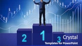  Presentation with competition - Slide set enhanced with corporate awards ceremony - businessman taking first place background and a navy blue colored foreground