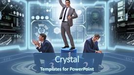  Presentation with quiz competition - Theme consisting of corporate awards ceremony - businessman winning the first place background and a ocean colored foreground