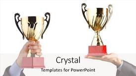  Presentation with award ceremony - Slide deck enhanced with corporate awards ceremony - collage of businessman receiving award background and a lemonade colored foreground