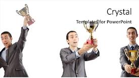  Presentation with award ceremony - Colorful theme enhanced with corporate awards ceremony - collage of businessman receiving award backdrop and a white colored foreground