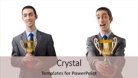  Presentation with award ceremony - Amazing PPT theme having corporate awards ceremony - collage of businessman receiving award backdrop and a  colored foreground