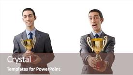  Presentation with award ceremony - Beautiful slide deck featuring corporate awards ceremony - collage of businessman receiving award backdrop and a  colored foreground