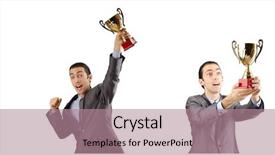  Presentation with award ceremony - PPT layouts having corporate awards ceremony - collage of businessman receiving award background and a coral colored foreground