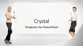  Presentation with an empty two way - PPT theme featuring corporate background layout - two businesswomen showing an empty background and a white colored foreground