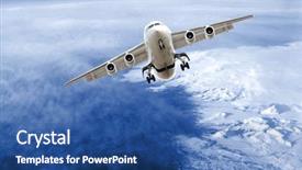  Presentation with airplane - Presentation enhanced with corporate blue - airplane above sky background and a  colored foreground