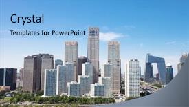  Presentation with singapore city landscape - Theme consisting of corporate blue - landscape of modern city beijing background and a light blue colored foreground