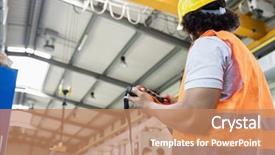  Presentation with crane - Amazing slide deck having corporate blue - low angle view of young backdrop and a coral colored foreground