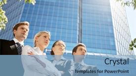  Presentation with friendly - Beautiful PPT layouts featuring corporate blue - portrait of friendly business group backdrop and a light blue colored foreground