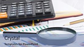  Presentation with bonds - Slide set with corporate bonds - business diagramme with magnifying glass background and a teal colored foreground