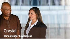  Presentation with elderly person - Colorful slide deck enhanced with corporate bonds - businesswoman who is helping backdrop and a tawny brown colored foreground