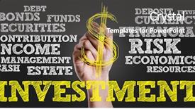  Presentation with bonds - Presentation theme consisting of corporate bonds - hand writing the text investment background and a dark gray colored foreground