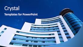  Presentation with corporate - Beautiful presentation theme featuring corporate building very wide angle backdrop and a navy blue colored foreground