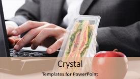  Presentation with corporate - Colorful presentation design enhanced with corporate business worker working backdrop and a coral colored foreground