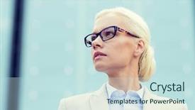  Presentation with young business people - Theme enhanced with corporate campus - business people and education concept background and a sky blue colored foreground