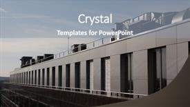  Presentation with modern building - PPT theme consisting of corporate campus - modern architecture building research center background and a  colored foreground