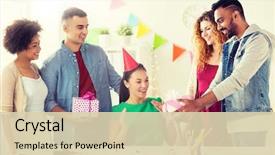  Presentation with corporate celebration - Slide set consisting of corporate celebration and people concept background and a lemonade colored foreground