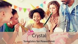  Presentation with corporate celebration - Presentation having corporate celebration and people concept background and a coral colored foreground