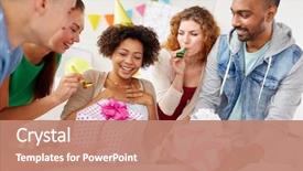  Presentation with corporate celebration - PPT theme with corporate celebration and people concept background and a coral colored foreground