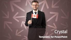  Presentation with flag - Audience pleasing PPT theme consisting of direct integration - cheerful elegant boy standing backdrop and a tawny brown colored foreground