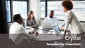  Presentation with millennial - Beautiful PPT layouts featuring corporate colleagues at a meeting backdrop and a dark gray colored foreground