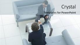  Presentation with handshake - Slide deck with corporate compliance - handshake of two businessmen photo background and a light blue colored foreground