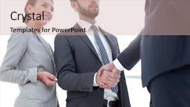  Presentation with partners - PPT theme having corporate compliance - image of handshake of business background and a coral colored foreground