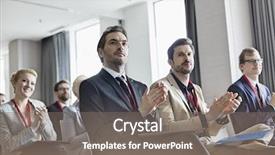  Presentation with people - Presentation having corporate conventions events - business people applauding during seminar background and a gray colored foreground