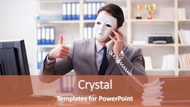  Presentation with hypocrisy - Beautiful PPT layouts featuring corporate criminal - businessman with mask in office backdrop and a coral colored foreground