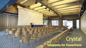  Presentation with interior design - Slides enhanced with corporate design events - interior of a conference hall background and a violet colored foreground