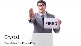  Presentation with life insurance concept white - Slides enhanced with corporate downsizing - businessman in dismissal concept isolated background and a  colored foreground