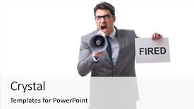  Presentation with life insurance concept white - Slide deck enhanced with corporate downsizing - businessman in dismissal concept isolated background and a  colored foreground