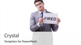  Presentation with life insurance concept white - Presentation theme featuring corporate downsizing - businessman in dismissal concept isolated background and a white colored foreground