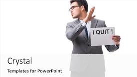  Presentation with concept - Colorful theme enhanced with corporate downsizing - businessman in resignation concept isolated backdrop and a  colored foreground