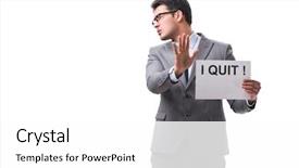  Presentation with corporate - Colorful slides enhanced with corporate downsizing - businessman in resignation concept isolated backdrop and a white colored foreground