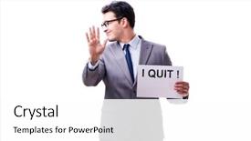  Presentation with corporate - Colorful PPT layouts enhanced with corporate downsizing - businessman in resignation concept isolated backdrop and a  colored foreground