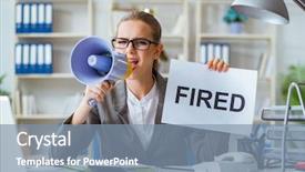  Presentation with accountant - Theme having corporate downsizing - female businesswoman boss accountant working background and a  colored foreground