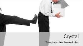  Presentation with funny - Beautiful slide deck featuring corporate downsizing - fired businessman funny picture backdrop and a light gray colored foreground