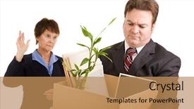  Presentation with job - Presentation with corporate downsizing - white collar worker loses his background and a coral colored foreground