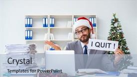  Presentation with collage of families celebrating christmas - Colorful PPT theme enhanced with corporate downsizing - young businessman celebrating christmas backdrop and a light blue colored foreground