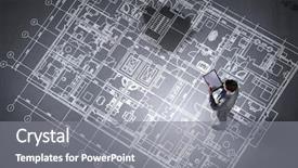  Presentation with mechanical engineering engineer tools - PPT theme having corporate engineering - man engineer thinking over his background and a  colored foreground