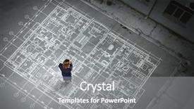  Presentation with woman engineer - PPT layouts consisting of corporate engineering - woman engineer thinking over his background and a gray colored foreground