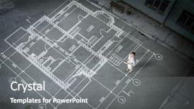  Presentation with woman engineer - PPT theme enhanced with corporate engineering - woman engineer thinking over his background and a gray colored foreground