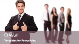  Presentation with confidence - Slide deck enhanced with corporate environmental management - businessman standing front of his background and a violet colored foreground