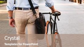  Presentation with microwave imaging image of modern - Cool new PPT theme with corporate environmental management - cropped image back view backdrop and a coral colored foreground