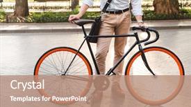  Presentation with city street - Slide set featuring corporate environmental management - cropped image of a young background and a coral colored foreground