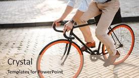  Presentation with city street - Colorful slide deck enhanced with corporate environmental management - cropped image of young man backdrop and a lemonade colored foreground