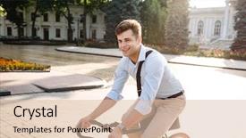  Presentation with special education young adult man - PPT theme featuring corporate environmental management - delighted young stylish man dressed background and a lemonade colored foreground