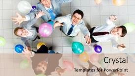  Presentation with joyful - PPT layouts enhanced with corporate events - above view of joyful business background and a soft green colored foreground