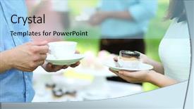  Presentation with lunch - Slide set having corporate events - coffee and lunch break background and a light blue colored foreground