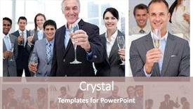  Presentation with business success and the bible - Cool new slide deck with corporate events - collage of business people celebrating backdrop and a coral colored foreground